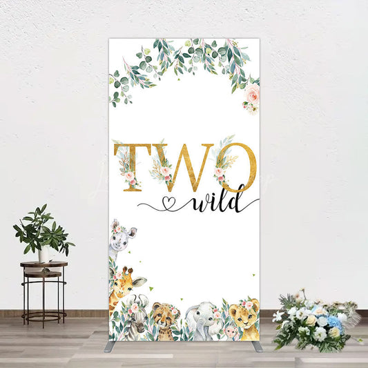 Lofaris Two Wild Animals Boy Birthday Rectangle Backdrop