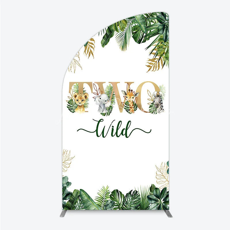 Two Wild Safari Animals Birthday Half Moon Arch Backdrop, Jungle ...
