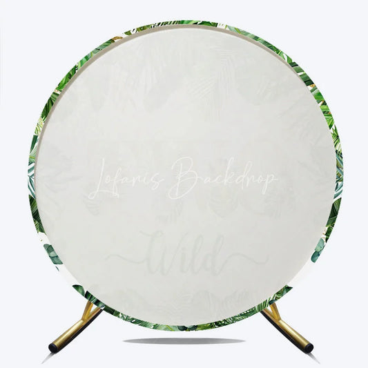 Lofaris TWO Wild Safari Animals Round Backdrop Tropical Jungle Leaves 2nd Birthday Party Decoration for Boy or Girl