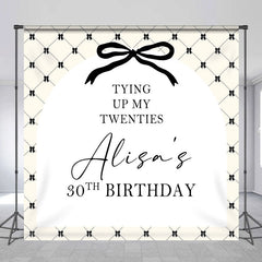 Lofaris Tying Up Black Bow Custom Name 30th Birthday Backdrop