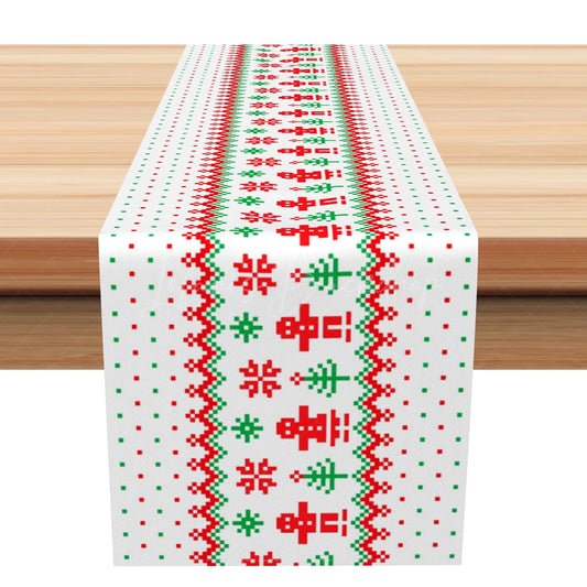 Lofaris Ugly Santa Tree Flower Dots Christmas Table Runner