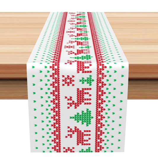 Lofaris Ugly Style Green Dots Elk Christma Tree Table Runner