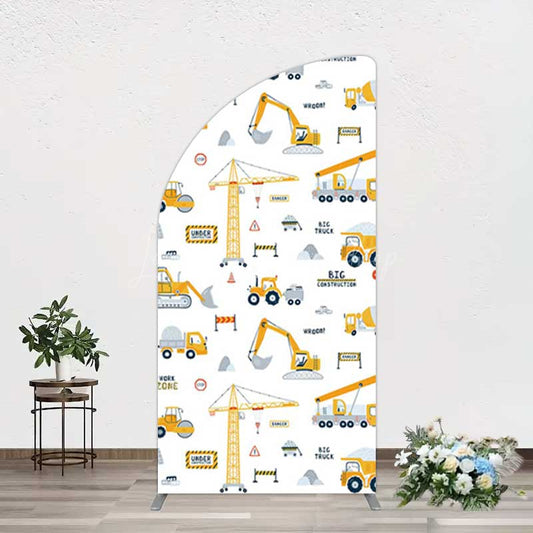 Lofaris Under Construction Excavator Baby Shower Half Moon Arch Backdrop