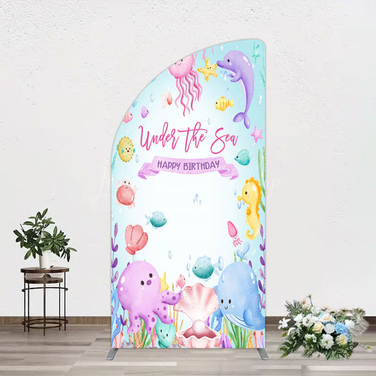 Lofaris Under The Sea Birthday Girl Party Half Moon Arch Backdrop