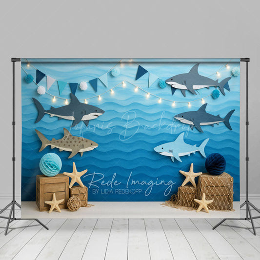 Lofaris Under The Sea Sharks Starfish Cake Smash Backdrop