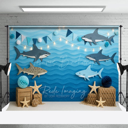 Lofaris Under The Sea Sharks Starfish Cake Smash Backdrop
