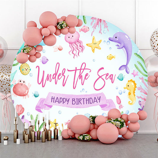 Lofaris Under The Sea Summer Cartoon Circle Birthday Backdrop