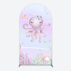 Lofaris Undersea Cute Purple Octopus Birthday Arch Backdrop