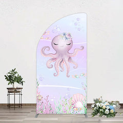 Lofaris Undersea Cute Purple Octopus Birthday Half Moon Arch Backdrop