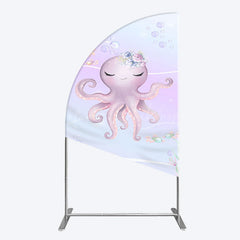 Lofaris Undersea Cute Purple Octopus Birthday Half Moon Arch Backdrop