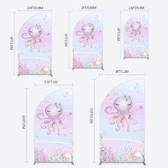 Lofaris Undersea Cute Purple Octopus Birthday Half Moon Arch Backdrop