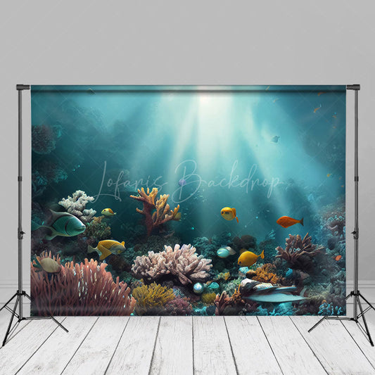 Lofaris Undersea Landscape Coral Fish Combo Set Backdrop