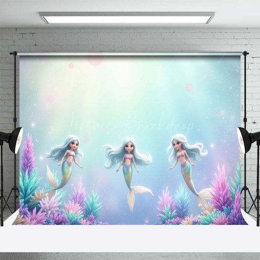 Lofaris Undersea Princess Mermaid Coral Cake Smash Backdrop