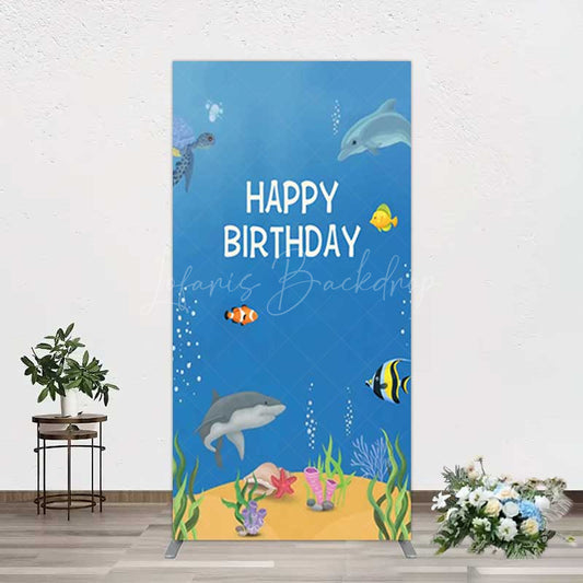 Lofaris Undersea Shark Clownfish Birthday Rectangle Backdrop
