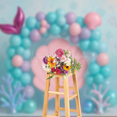 Lofaris Underwater Pastel Mermaid Shell Cake Smash Backdrop