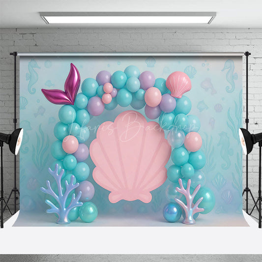 Lofaris Underwater Pastel Mermaid Shell Cake Smash Backdrop