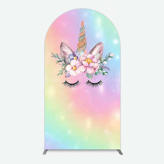 Lofaris Unicorn Rainbow Girls Birthday Arch Backdrop