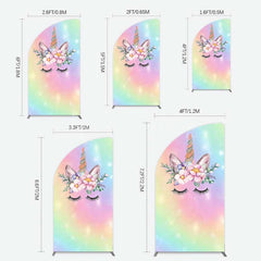 Lofaris Unicorn Rainbow Girls Birthday Half Moon Arch Backdrop