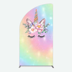 Lofaris Unicorn Rainbow Girls Birthday Half Moon Arch Backdrop