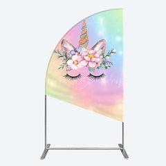 Lofaris Unicorn Rainbow Girls Birthday Half Moon Arch Backdrop