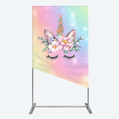 Lofaris Unicorn Rainbow Girls Birthday Rectangle Backdrop