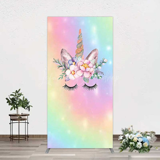 Lofaris Unicorn Rainbow Girls Birthday Rectangle Backdrop