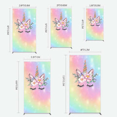 Lofaris Unicorn Rainbow Girls Birthday Rectangle Backdrop