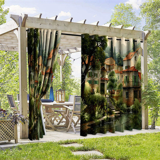 Lofaris Urban Blvd River Waterproof Printed Outdoor Curtains