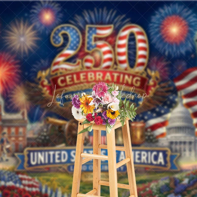 Lofaris USA 250th Anniversary Backdrop Statue of Liberty and Eagle Independence Day Background
