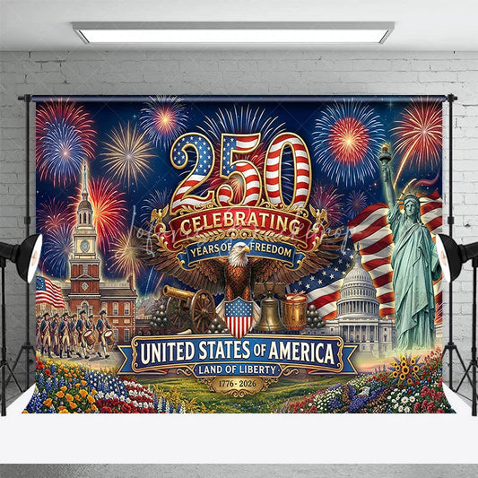 Lofaris USA 250th Anniversary Backdrop Statue of Liberty and Eagle Independence Day Background