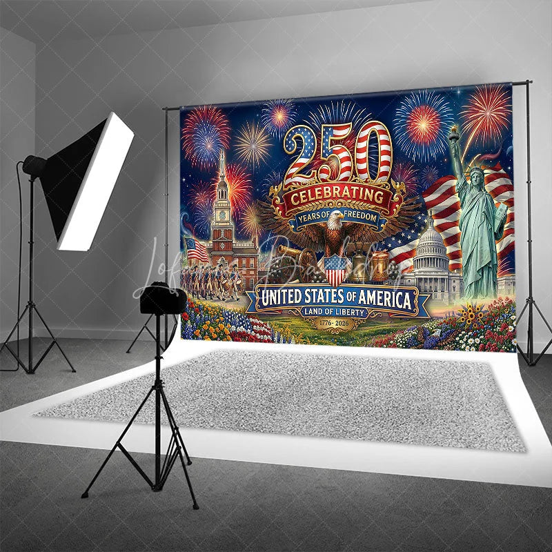 Lofaris USA 250th Anniversary Backdrop Statue of Liberty and Eagle Independence Day Background