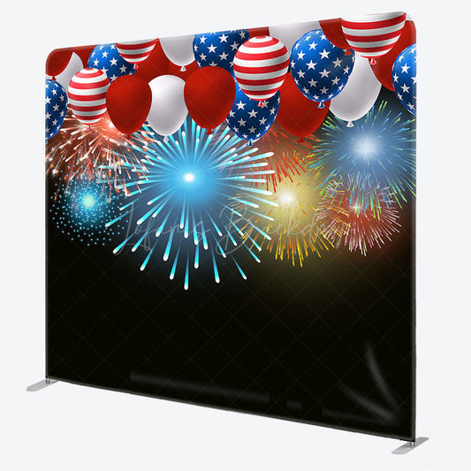 Lofaris USA Flag Balloon Celebration Square Tension Backdrop