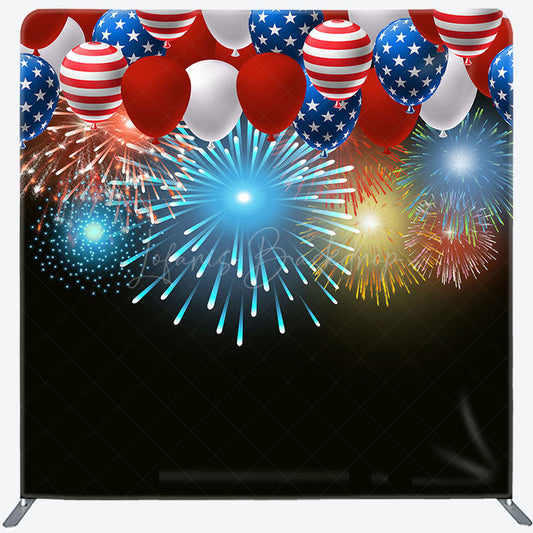 Lofaris USA Flag Balloon Celebration Square Tension Backdrop