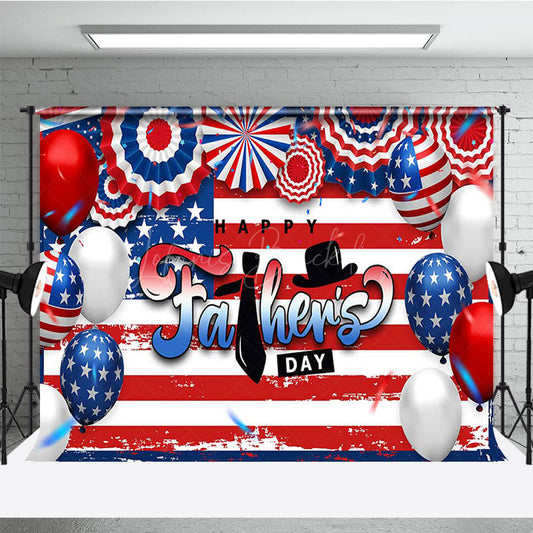 Lofaris Usa Flag Balloons Ribbons Happy Fathers Day Backdrop