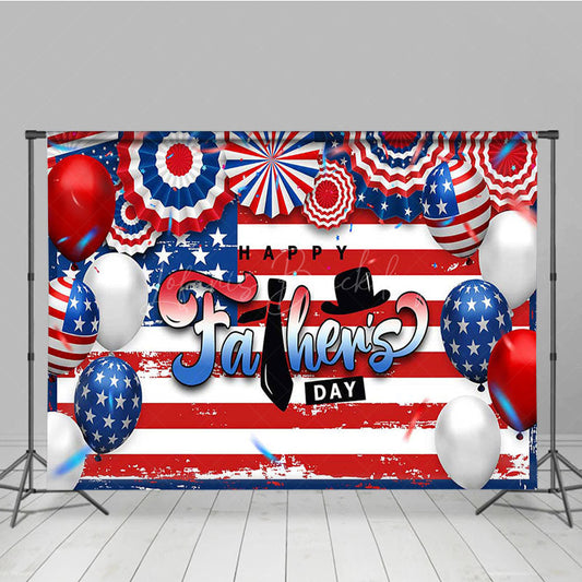 Lofaris Usa Flag Balloons Ribbons Happy Fathers Day Backdrop