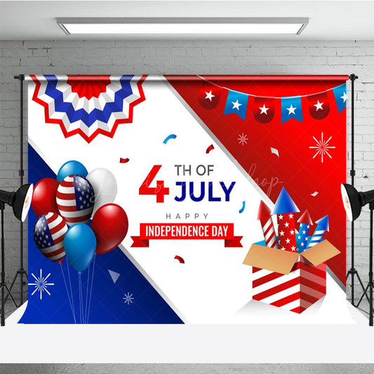 Lofaris Usa Flag Balloons Rocket Independence Day Backdrop