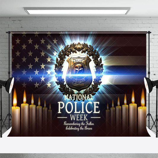 Lofaris Usa Flag Candle Happy National Police Week Backdrop
