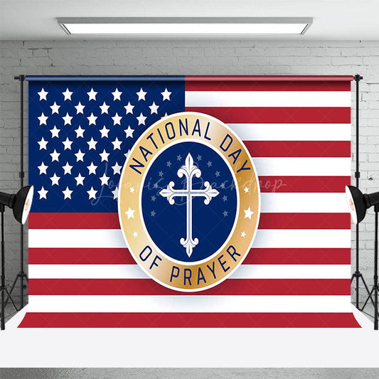 Lofaris Usa Flag Cross Star National Day Of Prayer Backdrop