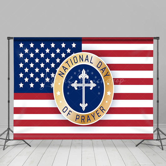 Lofaris Usa Flag Cross Star National Day Of Prayer Backdrop