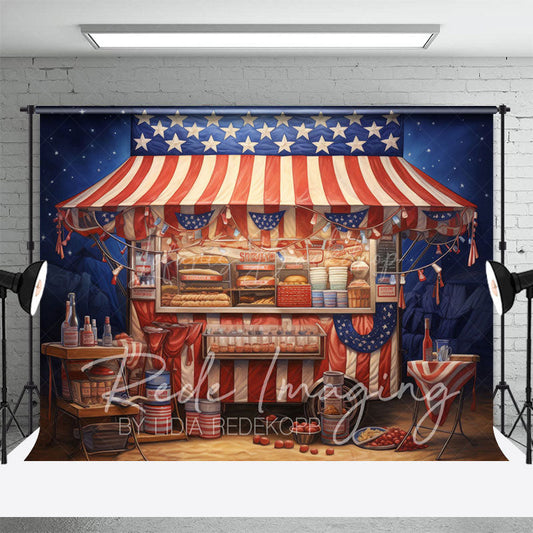 Lofaris Usa Flag Food Truck Independence Day Photo Backdrop