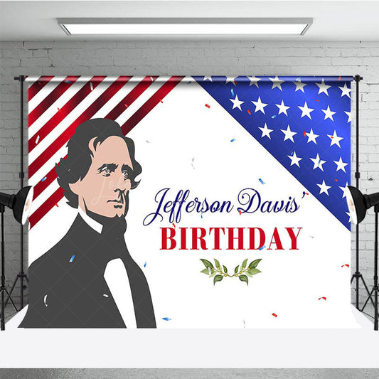 Lofaris Usa Flag Jefferson Davis Birthday Memorial Backdrop