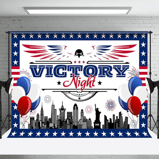Lofaris Usa Flag Stars Balloons Victory Night Party Backdrop