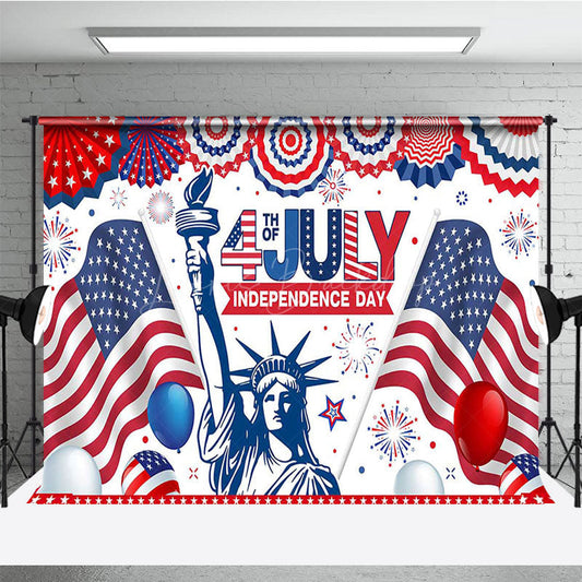 Lofaris Usa Flag Statue 4th of July Independence Day Backdrop