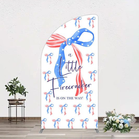 Lofaris Usa Flags Bows Firecracker Baby Shower Half Moon Arch Backdrop