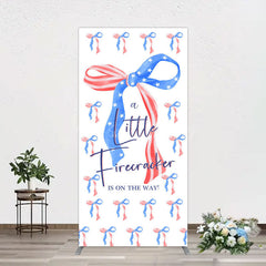 Lofaris Usa Flags Bows Firecracker Baby Shower Rectangle Backdrop