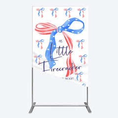 Lofaris Usa Flags Bows Firecracker Baby Shower Rectangle Backdrop