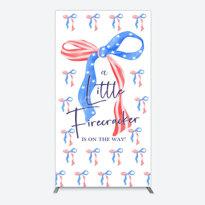 Lofaris Usa Flags Bows Firecracker Baby Shower Rectangle Backdrop