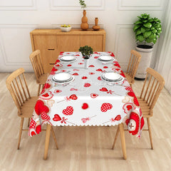 Lofaris Valentine Day Heart Lollipop Rectangle Tablecloth Sweet Red Gingham Candy Table Cover Romantic Party Decor