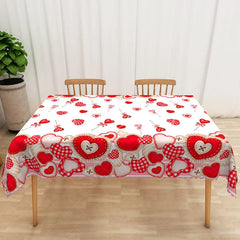 Lofaris Valentine Day Heart Lollipop Rectangle Tablecloth Sweet Red Gingham Candy Table Cover Romantic Party Decor