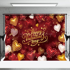 Lofaris Valentine Gold White Hearts Romantic Red Backdrop
